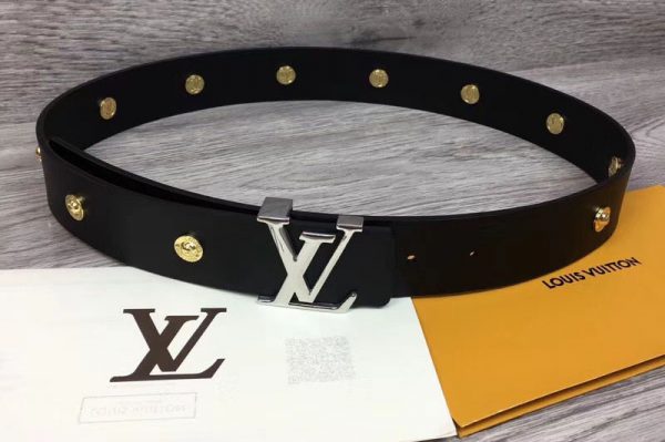 Replica Louis Vuitton M0063U LV Iconic 35mm belt Black Calf Leather Silver Buckle