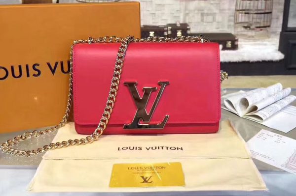 Replica Louis Vuitton M41279 LV Chain Louise MM Bags Smooth Calfskin Leather Red