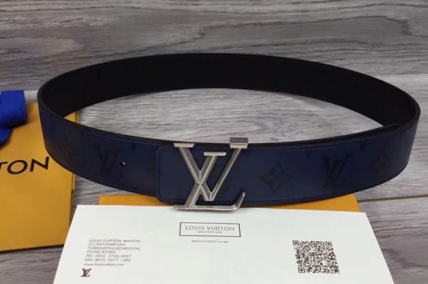 Replica Louis Vuitton M9914S LV Pyramide 40mm Reversible Belts Navy Blue