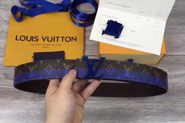 Replica Louis Vuitton MP033S LV Initiales 40MM Double Monogram Canvas Blue Belts