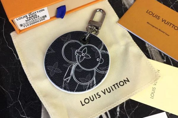 Replica Louis Vuitton MP1993 Monogram Vivienne Illustré bag charm and key holder Monogram Eclipse canvas