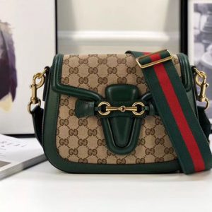 Replica Gucci 383848 Lady Web Original GG Canvas Shoulder Bag Green