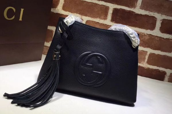 Replica Gucci 387043 GG Soho Leather Chain Strap Shoulder Bag Black