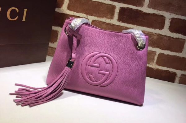 Replica Gucci 387043 Soho Leather Chain Strap Shoulder Bag Rosy