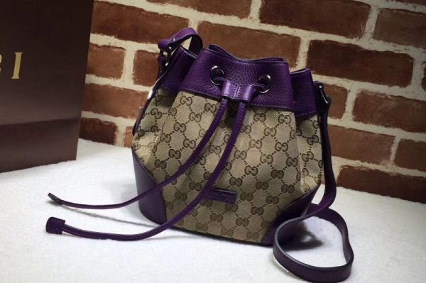 Replica Gucci 388704 Classic GG Canvas Small Bucket Bags Purple