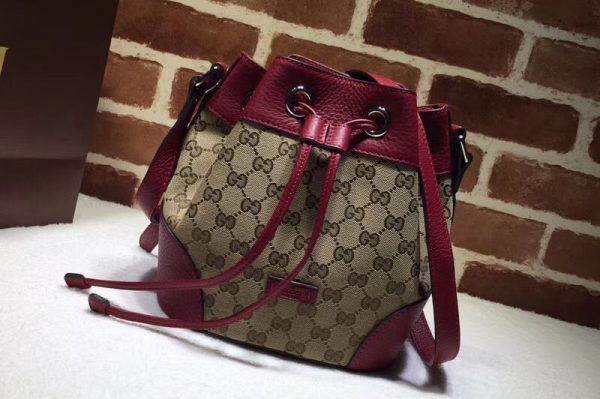 Replica Gucci 388704 Classic GG Canvas Small Bucket Bags Red