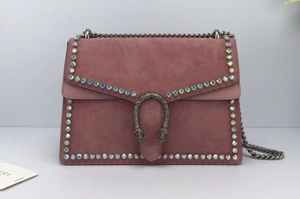 Replica Gucci 403348 Dionysus Suede With Diamond Shoulder Bags Pink