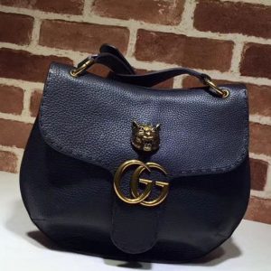 Replica Gucci GG Marmont Leather Shoulder Bag 409154 Black