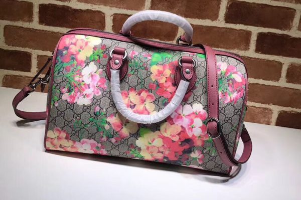 Replica Gucci 409527 GG Supreme Blooms Boston Bag Wine