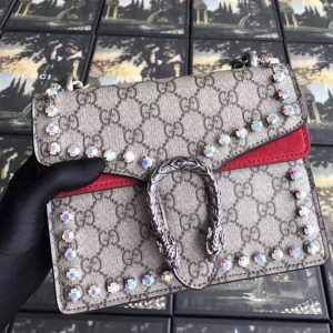 Replica Gucci 421970 Dionysus GG Supreme With Crystals Mini Bag Red