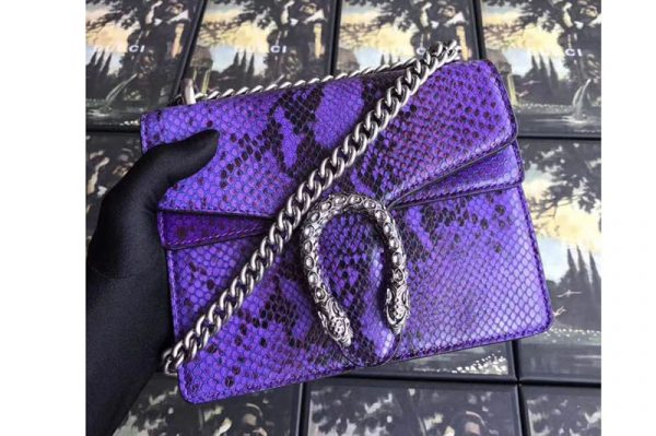 Replica Gucci 421970 Dionysus Original Python Leather Shoulder Bag Purple