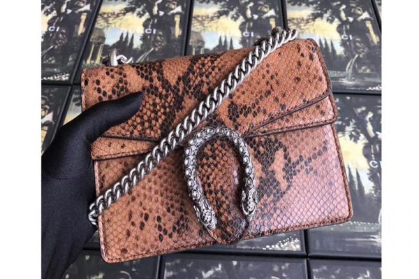 Replica Gucci 421970 Dionysus Original Python Leather Shoulder Bag Brown