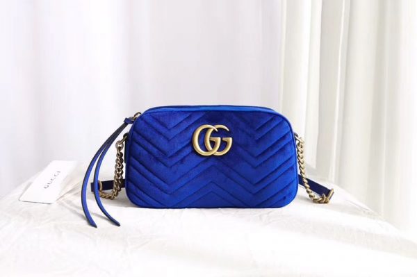 Replica Gucci 447632 GG Marmont velvet small shoulder bag Blue