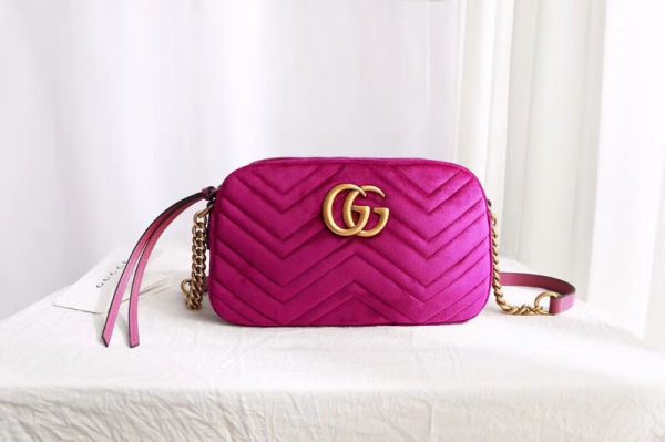 Replica Gucci 447632 GG Marmont velvet small shoulder bag Rosy