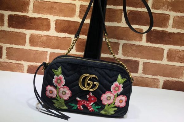 Replica Gucci 447632 GG Marmont velvet Small Shoulder Bag Black