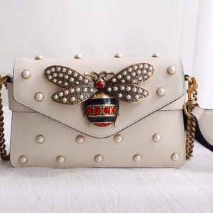 Replica Gucci 453778 Broadway Leather Clutch White