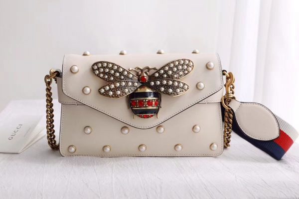 Replica Gucci 453778 Broadway Leather Clutch White