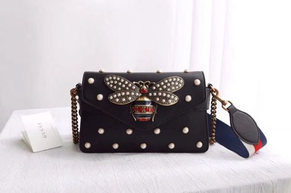 Replica Gucci 453778 Broadway Leather Clutch Black