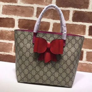 Replica Gucci Children'S GG Supreme Canvas Bow Tote Bag 457232 Red