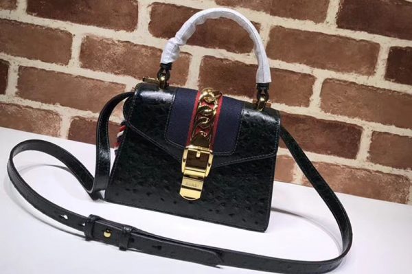 Replica Gucci 470270 Sylvie Leather Mini Bag Green