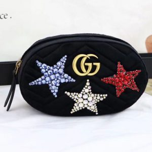 Replica Gucci 476434 GG Marmont velvet belt bags Black