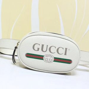 Replica Gucci 476434 GG Calfskin Leather With Print belt bags White