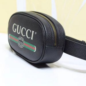 Replica Gucci 476434 GG Calfskin Leather With Print belt bags black