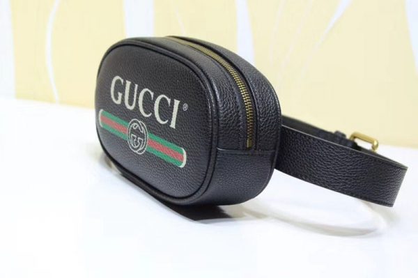 Replica Gucci 476434 GG Calfskin Leather With Print belt bags black