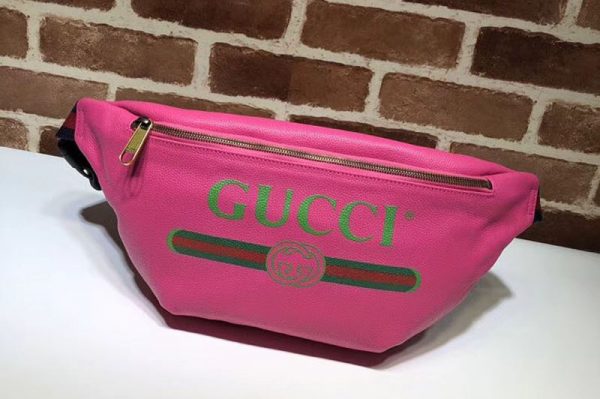 Replica Gucci 493869 Print Leather Vintage Logo Belt Bag Fuchsia