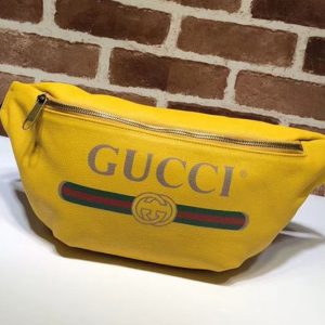 Replica Gucci 493869 Print Leather Vintage Logo Belt Bag Yellow