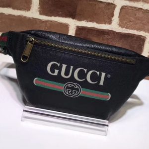 Replica Gucci 493869 Print Leather Vintage Logo Belt Bag Black