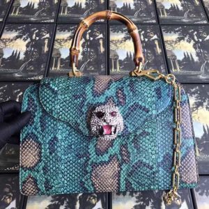 Replica Gucci Frame Print Leather Top Handle Bag 495881 Blue