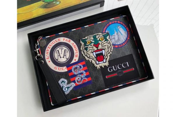 Replica Gucci 496346 Night Courrier GG Supreme pouch Black