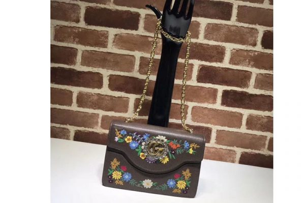 Replica Gucci GG Marmont Embroidered small shoulder bag 499617 Coffee