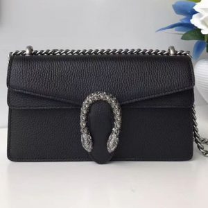 Replica Gucci Dionysus Leather Shoulder Bag 499623 Black