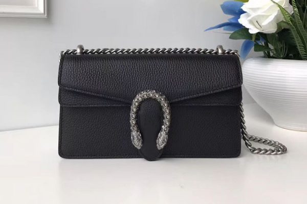 Replica Gucci Dionysus Leather Shoulder Bag 499623 Black