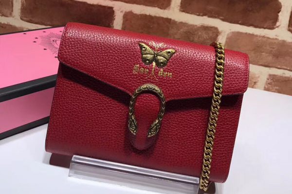 Replica Gucci Butterfly Shoulder Bag Calfskin Leather 516920 Red