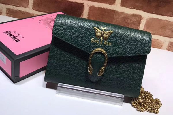 Replica Gucci Butterfly Shoulder Bag Calfskin Leather 516920 Green