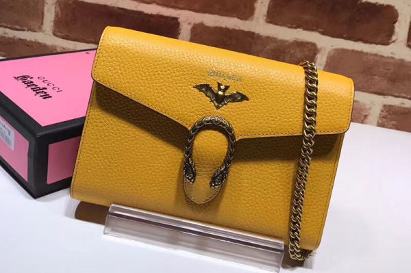 Replica Gucci BugBat Shoulder Bag Calfskin Leather 516920 Yellow