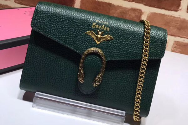 Replica Gucci BugBat Shoulder Bag Calfskin Leather 516920 Green