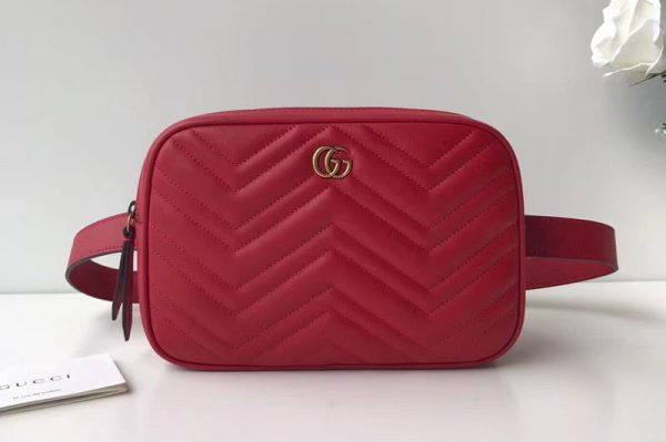 Replica Gucci GG Marmont matelasse belt bag 523380 red