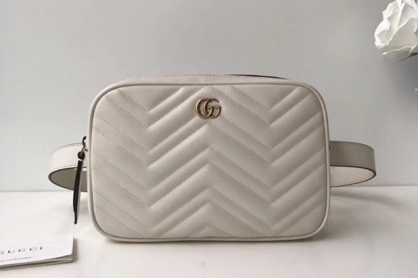 Replica Gucci GG Marmont matelasse belt bag 523380 White