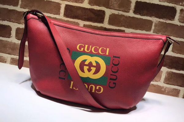 Replica Gucci 523588 Print Half-moon Hobo Bag Red