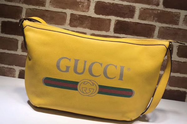 Replica Gucci 523588 Print Half-moon Hobo Bag Yellow