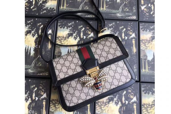 Replica Gucci 524356 Queen Margaret GG Supreme Medium Shoulder Bag Black