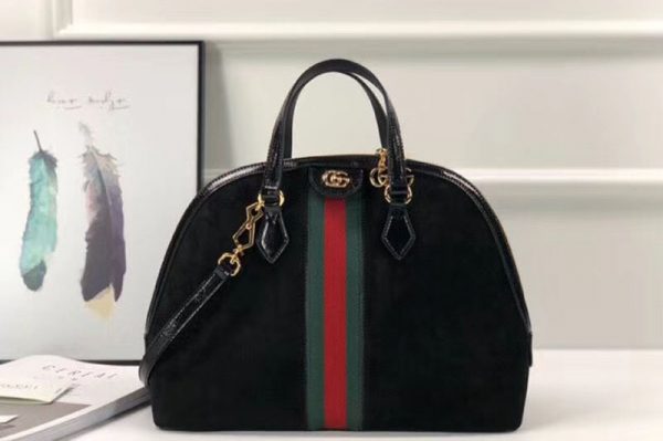 Replica Gucci 524533 Ophidia Suede medium top handle bags Black