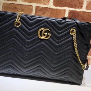 Replica Gucci GG Marmont matelasse medium tote 524578 Black