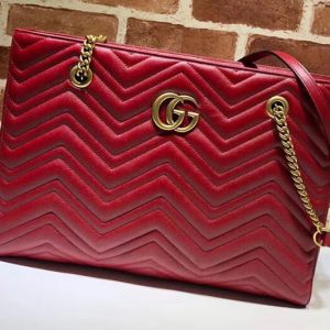 Replica Gucci GG Marmont matelasse medium tote 524578 Red