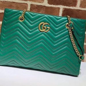 Replica Gucci GG Marmont matelasse medium tote 524578 Green