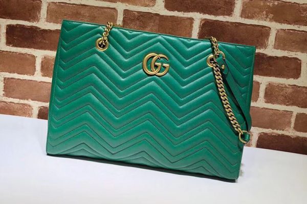 Replica Gucci GG Marmont matelasse medium tote 524578 Green